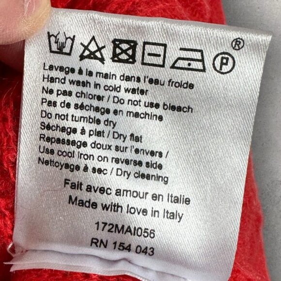 Sezane Cooper Mohair Alpaca Tie Neck Sweater Red Womens Size Medium French Knit - Picture 10 of 14